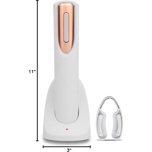 Rechargeable Electric Wine Bottle Opener - Charging Base and Foil Cutter Included with Automatic Wine Opener - Electric Corkscrew for Easy Cork Removal - Best Gift for Wine Lover (White & Rose Gold)
