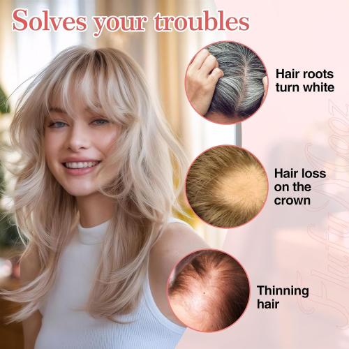 Flufymooz Real Human Hair Toppers for women, 10 Inch Clip in Bangs 100％ Human Hair Toppers for Thinning Hair, Cover Hairpiece with 150% Density Silk Base-White Blonde