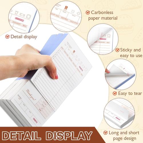 Zhanmai 5000 Sheets Guest Checks Books for Servers, 20 Pack, Tan and White