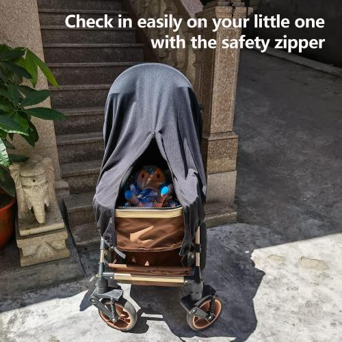 Sun Shade for Baby Strollers (0-6m), UV Sun and Sleep Shade Universal Fit for Baby Travel Size Strollers, Blackout Stroller Cover, Breathable and Stops 99% of The Sun's Rays (UPF50 ) Black