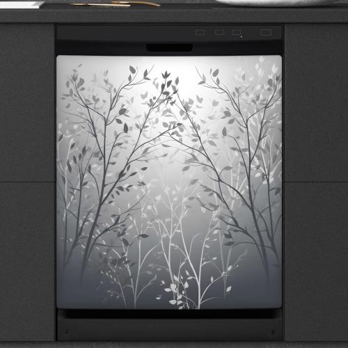 Dishwasher Magnet Cover, Grey Tree Waterproof Fade-Resistant Decorative Cover, Durable Magnetic Panel for Dishwasher