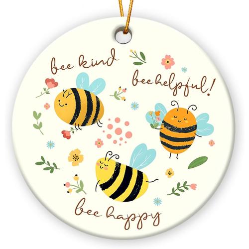 Bee Christmas Ornament 2025 - Cute Bee Gifts for Women Men Boys Girls, Bees Lover Gifts for Friends Neighbors, Ceramic Christmas Ornaments for Tree Decor - Holiday Keepsake & Xmas Gift Exchange Idea