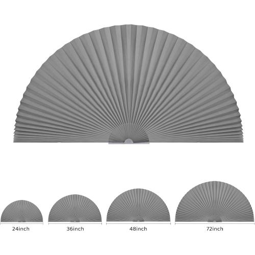MALOKI Arch Window Shade,Light Filtering Pleated Shade,Half Circle Fabric Blinds Room Darkening Shades Easy Install Blinds Semi Circle Window Cover (1, Grey, 72x36)