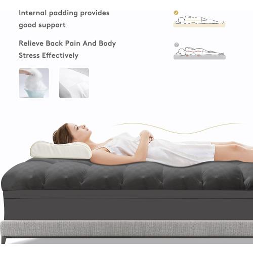 SameBed Mattress Topper Full XL,Extra Thick Mattress Pad Cover for Back Pain,Cooling Mattress Protector with 8-21 Inch Deep Pocket,Overfilled Down Alternative Filling,Grey