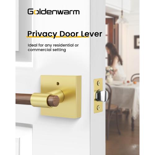 Goldenwarm 6 Pack Interior Privacy Door Handles, Zinc Alloy Heavy Duty Door Lever Handle for Bedroom Bathroom, Keyless Push Button Lock, Reversible, Fits Standard Doors