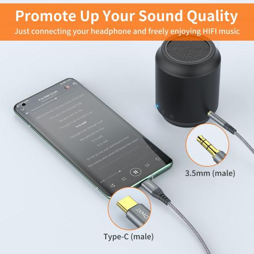 JXMOX USB C to 3.5mm Audio Aux Jack Cable (4ft), Type C to 3.5mm Headphone Car Stereo Cord Compatible with iPhone 17 16 15 Pro Max Air, Samsung Galaxy S25 S24 S23 S22 S21 Note 20, Pixel 9 8, iPad Pro