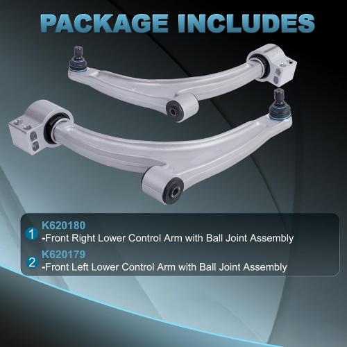 Front Lower Control Arms with Ball Joints Assembly K620180 K620179 Compatible for 2005-2010 Pontiac G6/2004-2012 Chevy Malibu/2007-2009 Saturn Aura