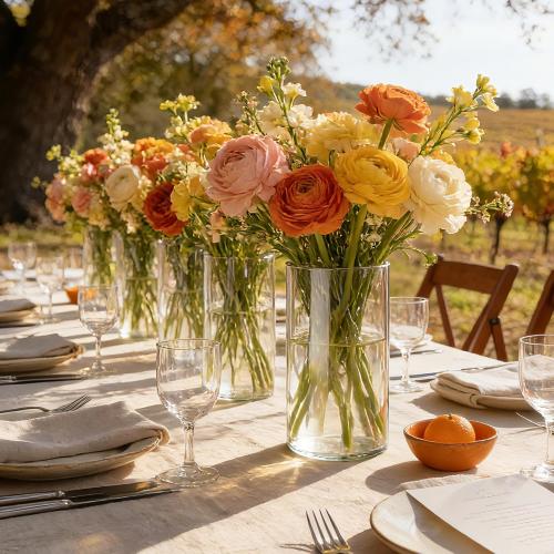 12pcs Glass Cylinder Vases for Centerpieces, 6 Inch Tall Flower Vase for Wedding Decorations, Hurricane Vases Floating Candle Holder for Table Centerpiece Wedding Home Décor