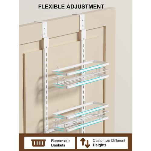 Delamu 9-Tier Over the Door Pantry Organizer, Adjustable Pantry Door Organizers and Storage, Metal Hanging Basket Wall Spice Rack Seasoning Organizer, Door Organizer Kitchen Bedroom Bathroom,12White