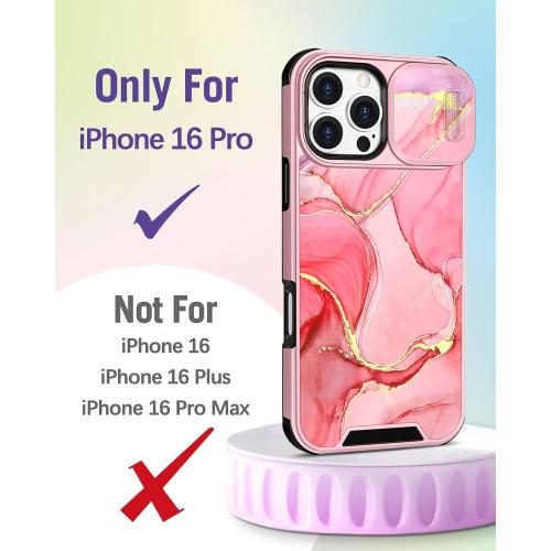 Buleens for iPhone 16 Pro Case 6.3 Inch - with Ring Stand & Camera Cover Aesthetic Cute Designed for Women Girls Pretty Girly Fashion Teens Phone Case for iPhone 16 Pro Compatible with Magsafe