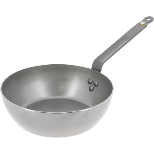 de Buyer MINERAL B Carbon Steel Country Fry Pan - 11” Diameter, 7.7” Cooking Surface - Ideal for Sauteing, Simmering, Deep Frying & Stir Frying - Naturally Non-Stick Finish - Made in France