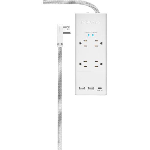4-Outlet3-USB Surge Protector Strip - White
