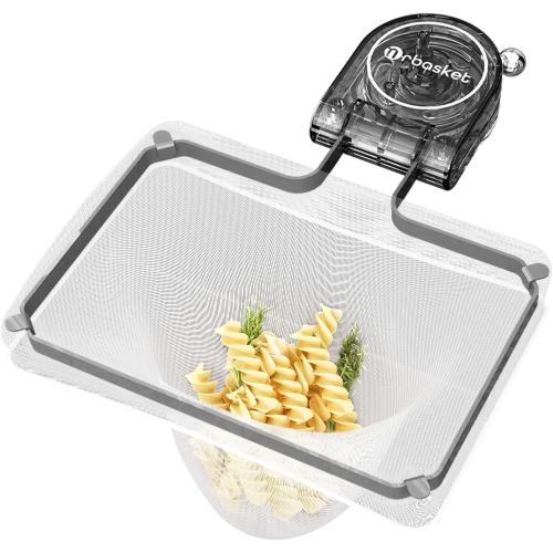 Kitchen Sink Strainer with Filter Mesh Bag, Food Waste Filter Basket, Suction Cup Folding Washing Vegetables and Fruits Drying Bag Holder