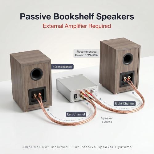 HiVi-Swans Oasis 140 Passive Speakers, 2-Way HiFi Bookshelf Speakers for TV Desktop Stereo or Home Theater Surround Sound - Needs Amplifier or Receiver to Operate
