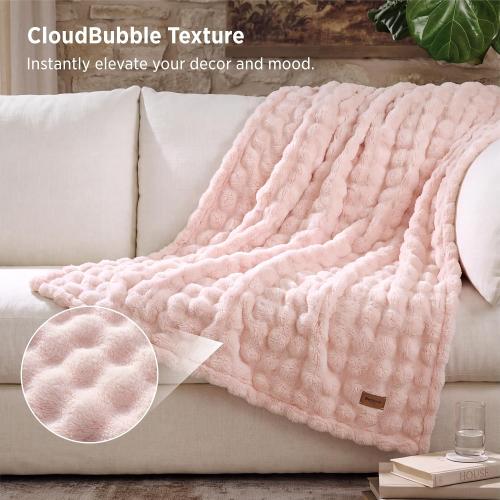 Bedsure Cloud Bubble Throw Blanket, Pink Christmas Decor Gifts, 50×60