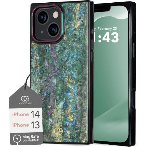 COCOMII Rectangle Case for iPhone 14/iPhone 13, Compatible with MagSafe, Aurora Abalone Shell