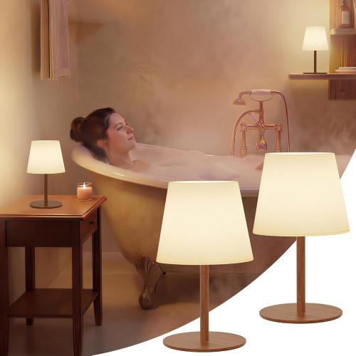 EZVALO Spa-Like Shower Lamp – IP65 Waterproof Bathroom Lamp, 4500mAh Rechargeable Cordless Mood Light, 3 Color Temps for Relaxing Bathroom & Bathtub Experience (2 Pack)