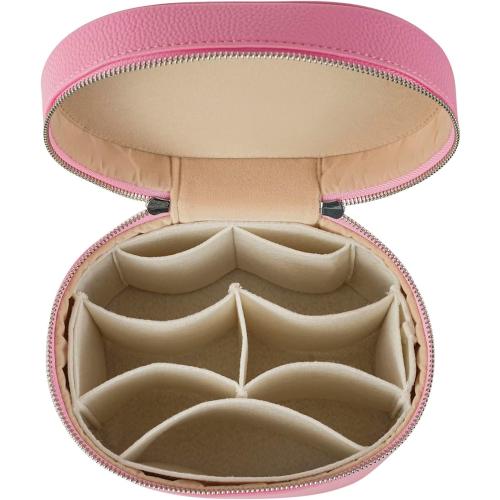 RSRSLEII Waterproof PU Leather Makeup Bag, Portable Toiletry Bag (02Pink)