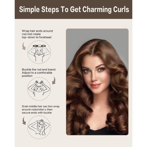 Seritant Heatless Curls Overnight with Satin Head Scarf, Velvet Hair Rollers for Blowout Look, No Heat Curling Rod for Long Thick Hair, Soft Sleep In Flexi Rods