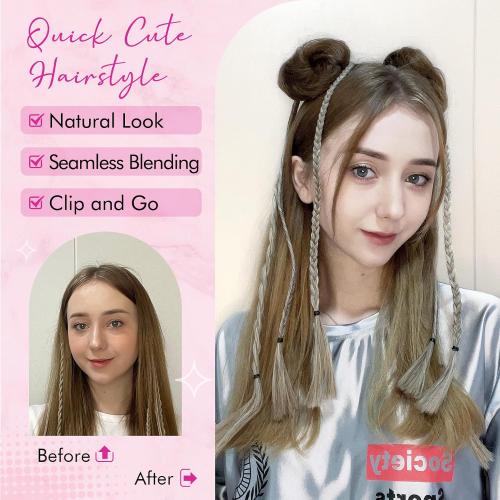 REECHO 2 PCS Mini Claw Clip in Messy & Cat Ears Hair Bun Extensions HB001 Wig Accessory Updo Hairpieces for Women (Pack of 2-3 Straight, Ash Light Brown)