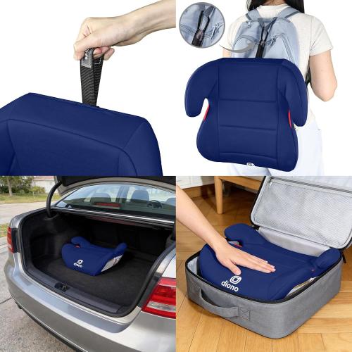 Diono Solana Lite Backless Booster Car Seat Pack of 2, Lightweight & Portable for Travel, Machine Washable Covers, 40-100 lbs, Blue Surge