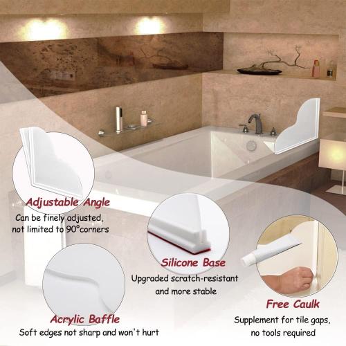 Spidfee Shower Splash Guard Kit, Large Splash Guards for Bathtub Waterproof Self-Adhesive Shower Corner Guards to Keep Water in Shower or Bath, Pack of 2 (9.25 x 9.25 inches)