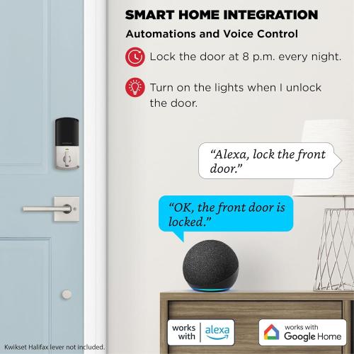 Kwikset Halo Wi-Fi Smart Lock, Keyless Entry Door Deadbolt, Geofence Auto-Unlock, Grade AAA Certified, No Hub Required Easy Install, Satin Nickel Lifetime Finish Warranty, Touchscreen