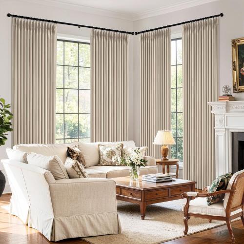 MIULEE Pinch Pleated 100% Blackout Curtains 40x84 Natural 4 Panels Set