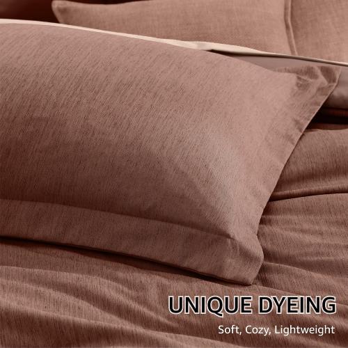 Monbix Full Comforter Set 7 Pieces Terracotta Cationic Dyeing Bed in a Bag