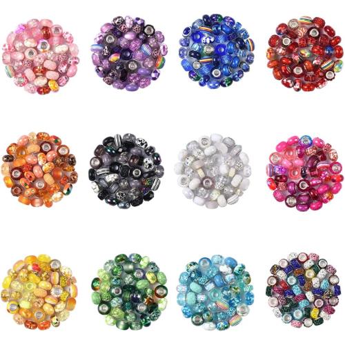 Aipridy 200 Pieces Assortment European Large Hole Beads Spacer Beads Rhinestone Craft Beads for DIY Charms Bracelet Jewelry Making (Rainbow)