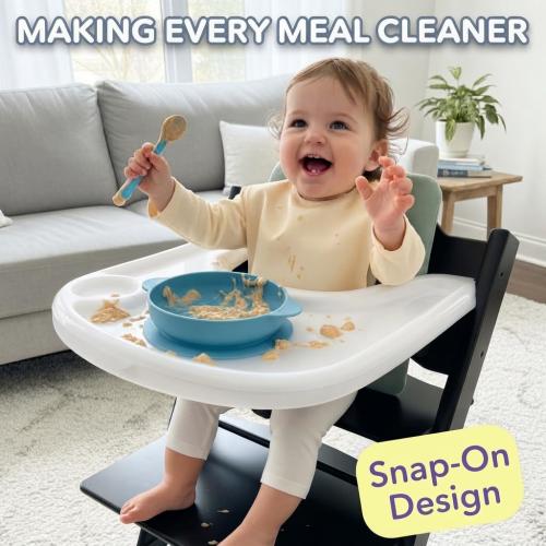Tray Cover for Stokke Tripp Trapp High Chair – Opal | Easy-Clean Glossy Surface with Suction Plate Lock | Perfect Snap-On Fit Protects Original Tray | Dishwasher Safe