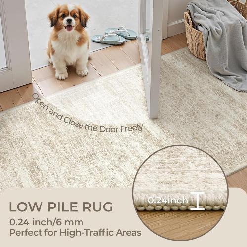 2x8 Runner Rug Non Slip,Washable Hallway Runner Rug,Beige
