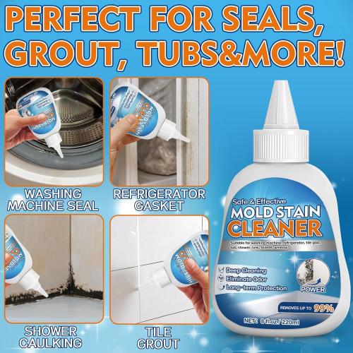 Vigorder Mold Stain Cleaner Gel, 8 FL oz Heavy-Duty Household Cleaner for Washing Machine Gasket, Shower Caulk, Bathroom Grout & Front Loader Seal