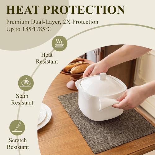 KXN Placemats Set of 8, Dual-Layer Thickened Faux Linen Table Mats, Heat Resistant & Wrinkle-Free, Machine Washable Cloth Place Mats for Kitchen Dining Indoor Outdoor (Burlap)