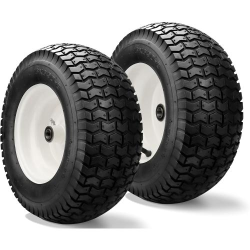 2 PCS 16x6.50-8 Lawn Mower Tires and Rim - 16x6.5-8 Tractor Turf Tire Replacement for Craftsman/John Deere Riding Lawn Mowers/Tractors, with 3/4 Bearings and 3 Offset Hub,4 Ply Tubeless - Vypart