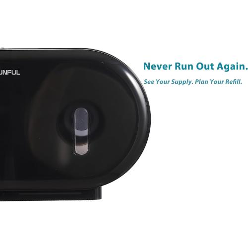 Twin Jumbo Toilet Roll Dispenser: Double 9 Inch Paper Holder Wall Mount with Key Lock for Commercial Office & Public Restrooms, Design by Modunful MD-902-Black