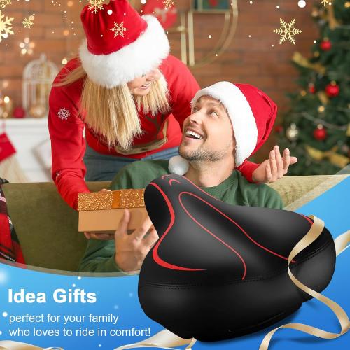 Oversized Bike Seat, Comfortable Bike Seat - Universal Replacement Bicycle Saddle - Waterproof Leather Bicycle Seat with Extra Padded Memory Foam - Bicycle Seat for Men/Women