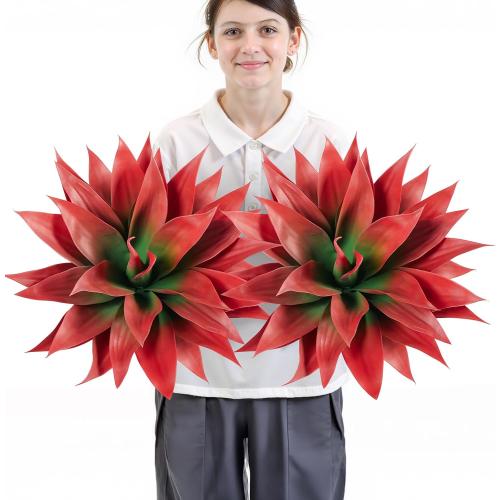 Velener Fall Fake Agave Artificial Plant, Red Fake Succulents Plant for Room Decor, Unpotted Faux Agave Stems Plant for Fall Outdoor/Indoor Decor, 22 inches, Set of 2