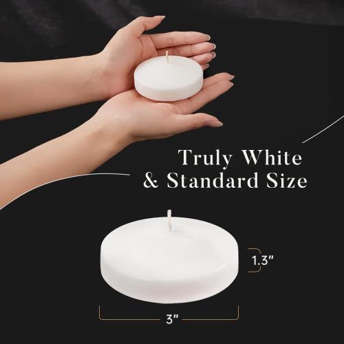 24 Pack White Floating Candles Set, 10 Hours Burns