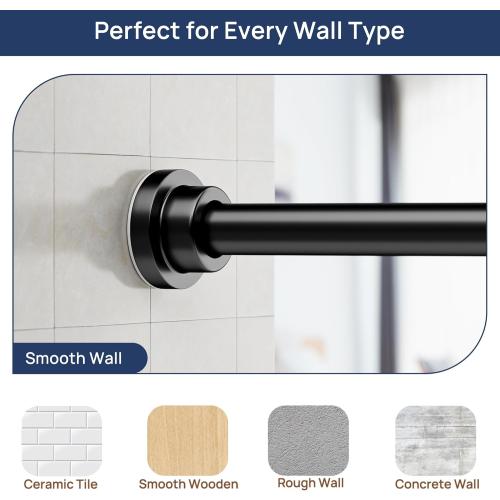 ENJOYBASICS 2 Pack Adjustable Spring Tension Curtain Rods 32 to 66 Inches, Stainless Steel Matte Black Shower Rod No Drilling for Window, Bathroom, Closet, Room Divider, 7/8 Diameter