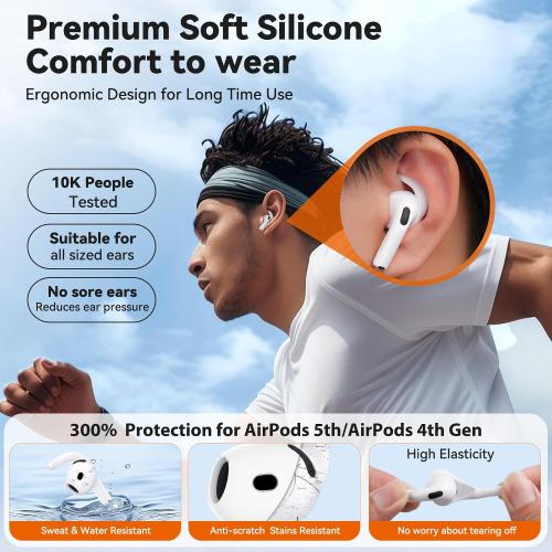 4 Pairs Anti-Slip for AirPods 5 / AirPods 4 Ear Tips Hooks (White)