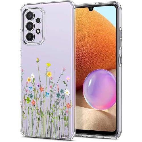 Unov Case Designed for Galaxy A32 5G, Crystal Clear Phone Case with [Anti-Slip Embossed Pattern], Shockproof Slim Protective [Anti-Yellowing TPU] Back Cover, Flower Bouquet