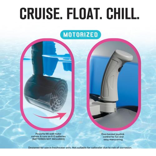 Motorized Inflatable Pool Float Lounger Tube, Bluetooth 5 IPX7 Waterproof Speaker, Pool & Lake Float with Mesh Bottom, Cup Holder, Backrest, Heavy-Duty Handles, 66W Motor