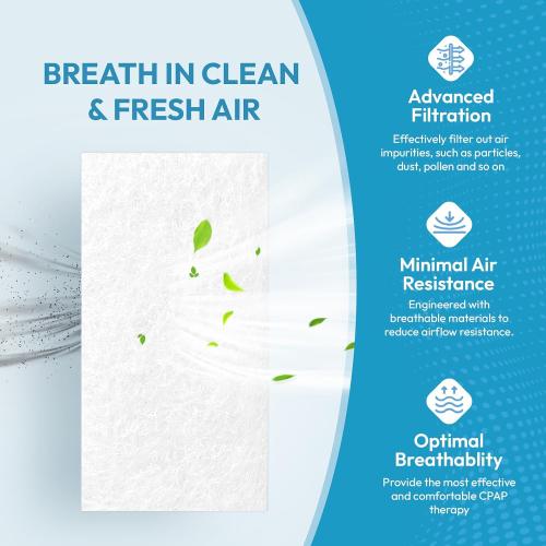 60-Pack Premium CPAP Filters Compatible with Airsense 11 & Aircurve 11 Machines, Ultra Fine Replacement with Extra Thick, High Filtration & Smooth Airflow, Travel Friendly