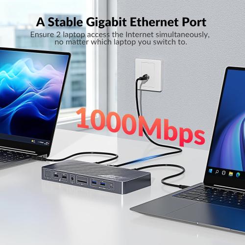 AV Access USB C KVM Switch Docking Station Dual Monitor 2 Laptops