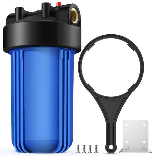SimPure DB10P 10 *4.5 Whole House Sediment Water Filter Housing | Universal Sediment & Carbon Filter Housing | 1 NPT Port with Pressure Release Button | Well and City Water Pre-Filter