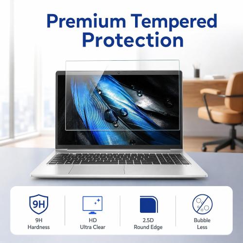 15.6 inch Laptop Screen Protector Tempered Glass Compatible with Other All 15.6 Laptops Portable Monitor with 16:9 Aspect Ratio,(345x194 / W x H)-Ultra Clear & 9H Hardness ,15.6 Tempered Glass Shield