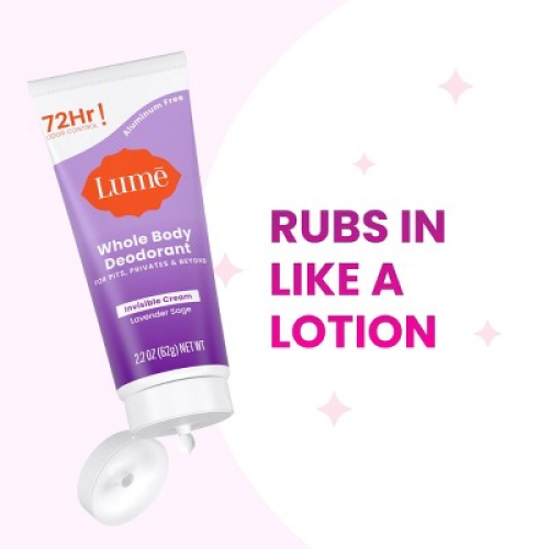 Lume Whole Body Women's Deodorant - Invisible Cream Tube - Aluminum Free  2 pack