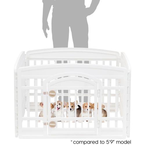 IRIS USA 24 4-Panel Dog Playpen with Door, 35 x 35 x 24, Puppy Playpen, Dog Play Pen Indoors, Pet Fence, Puppies/Small Dogs, White