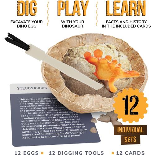 Dig a Dozen Dino Egg Kit for Kids - 12 Eggs & Surprise Dinosaurs